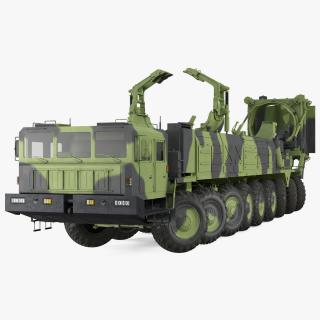 3D model 9 Axle Transporter Erector Launcher Vehicle Rigged