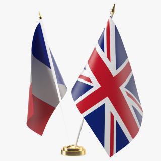 Table Flags United Kingdom and France 3D