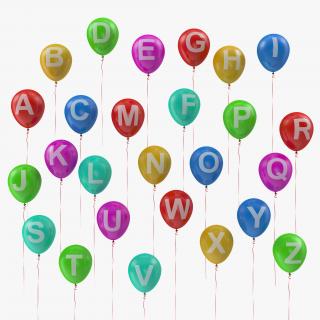 3D Alphabet on Balloons with Ribbons model