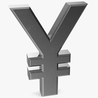 3D model Japanese Yen Currency Symbol Silver
