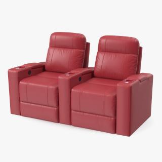 Valencia Home Theater Seating Row of 2 Red 3D