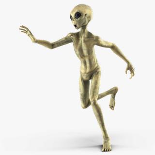 3D Humanoid Alien Running Pose Fur