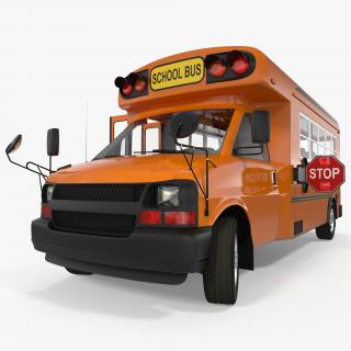 3D Small School Bus Rigged model