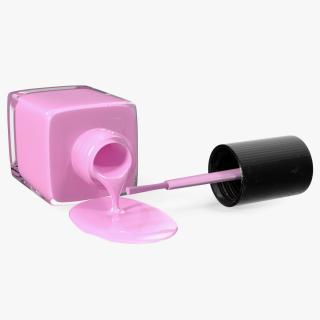Bottle of Spilled Pink Nail Polish 3D model