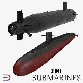 American Military Submarines Collection 3D model