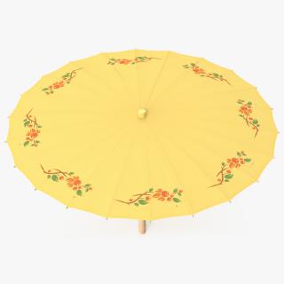 3D Traditional Chinese Ancient Umbrella Open Yellow model