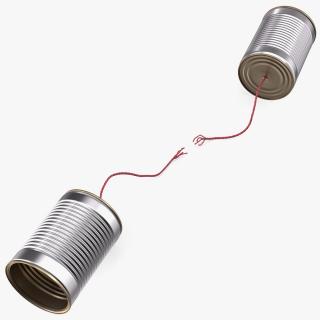 3D model Tin Can Phone with Torn String