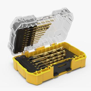 DeWalt Titanium Nitride Coated Drill Bit Set with Case 3D model