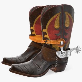 3D Cowboy Boots with Spurs model
