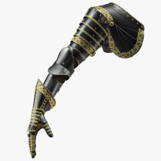 3D Medieval Knight Black Gold Arm Armor