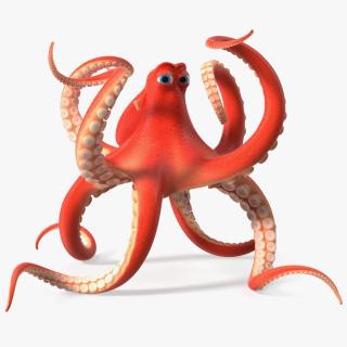 Cartoon Octopus Floating Pose 3D model
