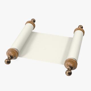 3D Unfolded Blank Parchment Scroll