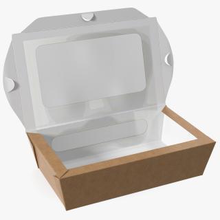 3D model Opened Kraft Food Box with Window Medium