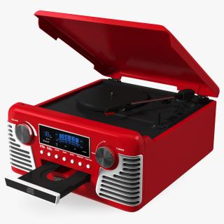 3D Victrola Red Retro Turntable model