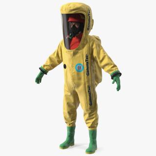 3D model Heavy Duty Chemical Protective Suit Neutral Pose Yellow