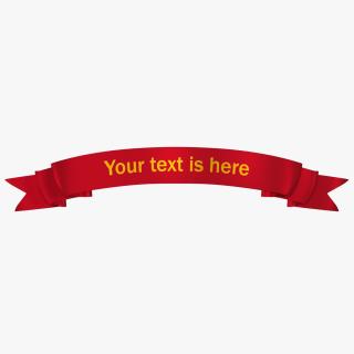 Ribbon Banner Curved Red 3D model