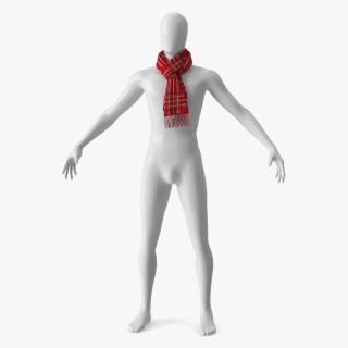 Red Wool Scarf on Mannequin 3D