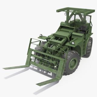 Pettibone Rough Terrain Military Forklift Green Rigged 3D model