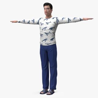 3D model Asian Man Home Style Clothes Rigged
