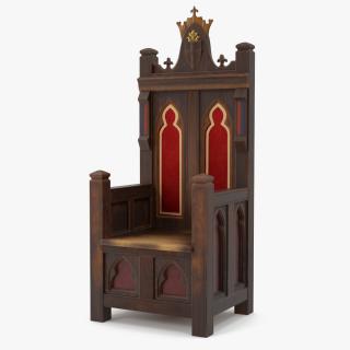 3D Vintage Wooden Throne