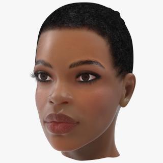 3D model Afro American Woman Head Light Skin