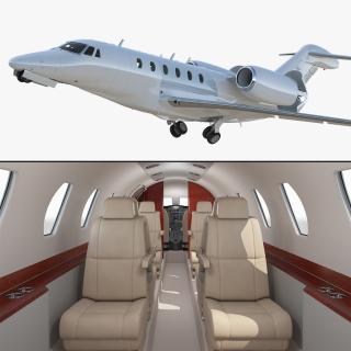 Medium Sized Business Jet with Interior Generic Rigged 3D model