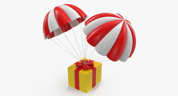 3D Twin Parachute Gift Box model