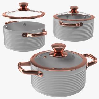 3D Tower White Cooking Pot with Lid Set