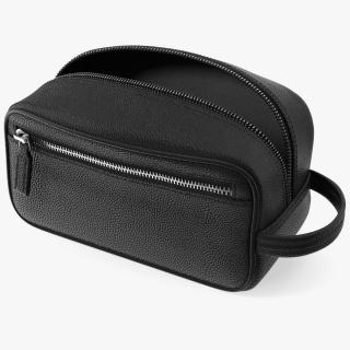 3D Open Cosmetic Bag Leather Black