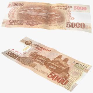 North Korea 5000 Won Banknote 2013 3D model
