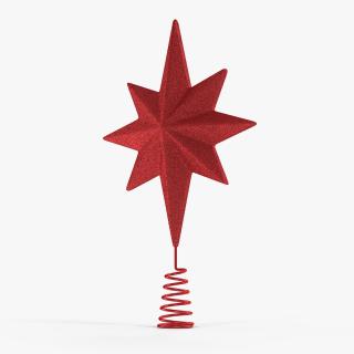 3D Holiday Red Star Christmas Tree Topper model