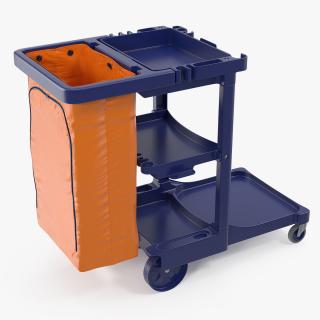 Multi Shelf Cleaning Cart with Bag 3D model