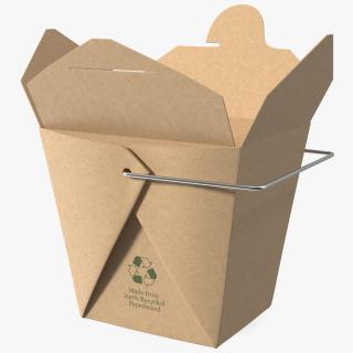 3D Kraft Paper Take Out Food Container 16 Oz Opened model