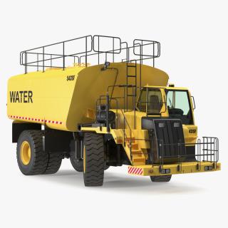 3D Yellow Construction Water Truck Rigged model