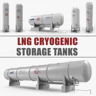 3D LNG Cryogenic Storage Tanks Collection model