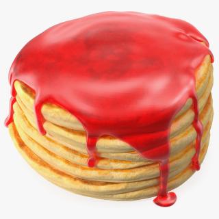 Pancakes Poured with Strawberry Syrup 3D