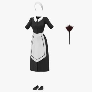 Housemaid Uniform with Feather Duster 3D