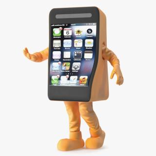 Orange Cell Phone Mascot Walking 3D