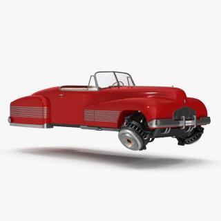 3D New Retro Futuristic Hovercar Red model