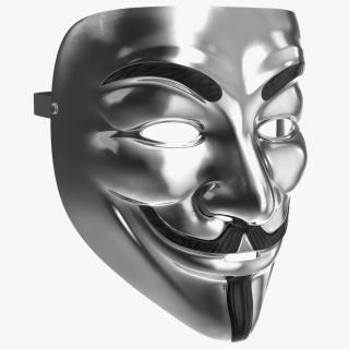 Guy Fawkes Mask Silver 3D