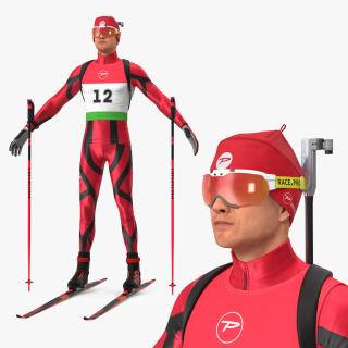 3D Biathlete Fully Equipped T Pose
