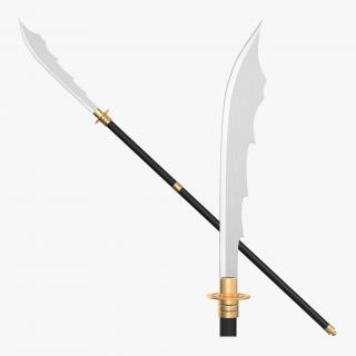 3D Japanese Samurai Naginata Yari Sword