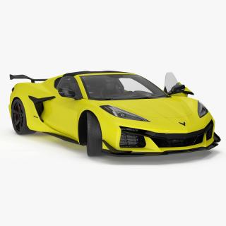 3D Yellow Chevy Corvette Z0 2023 Coupe Rigged for Maya