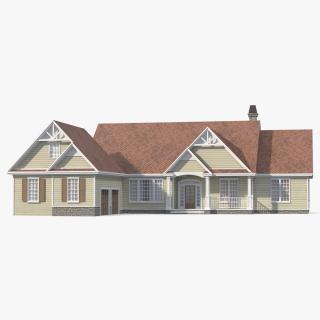 3D American House with Garage Yellow model