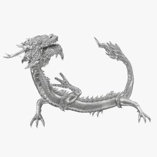 3D Silver Chinese Dragon Rigged model