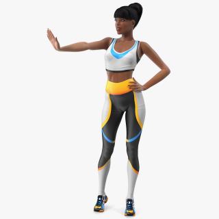 3D Light Skin Fitness Woman Standing Pose model
