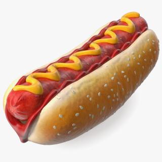 3D Hot Dog with Ketchup Mustard model