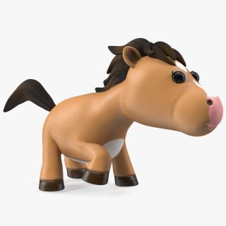 Brown Cartoon Horse Walking Pose 3D