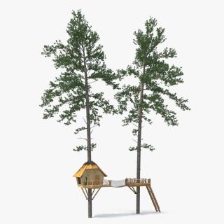 Large Tree House with Pines 3D