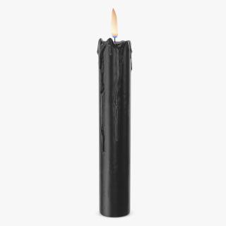 Single Burning Candle Black 3D